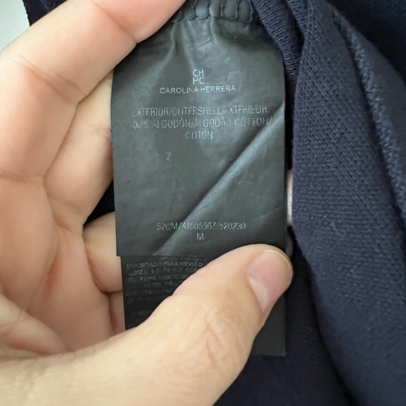 Carolina Herrera Polo Navy Blue Gold Embroidered Crest Cotton T-shirt Wom… - Picture 14 of 15